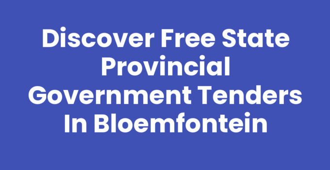 Accessing Free State Provincial Government tenders in Bloemfontein