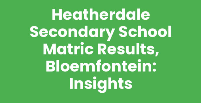 Heatherdale Secondary School Matric Results, Bloemfontein: Insights