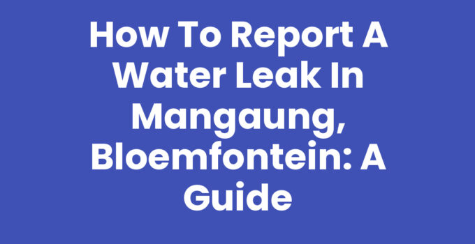 How to Report a Water Leak in Mangaung, Bloemfontein: A Guide
