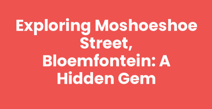 A vibrant view of Moshoeshoe Street, Bloemfontein showcasing local culture and shops.