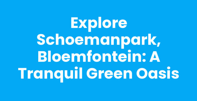 A serene view of Schoemanpark, Bloemfontein showcasing lush greenery and picnic areas.
